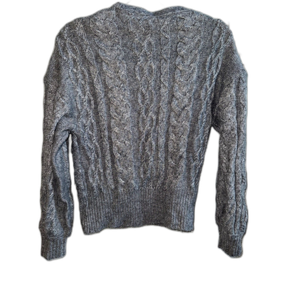 NWT Express Gray Cable Knit Asymmetrical Surplice Wrap Sweater Small - Picture 2 of 7